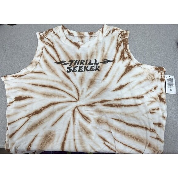 Torrid Woman’s Crew Neck, Roll Sleeve Muscle Top, Graphic Thrill Seeker, Size 1X - Picture 7 of 9